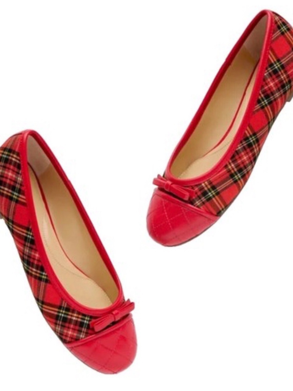 Talbots Red Quilted Plaid Ballet Flats - Classic Women Shoes -New